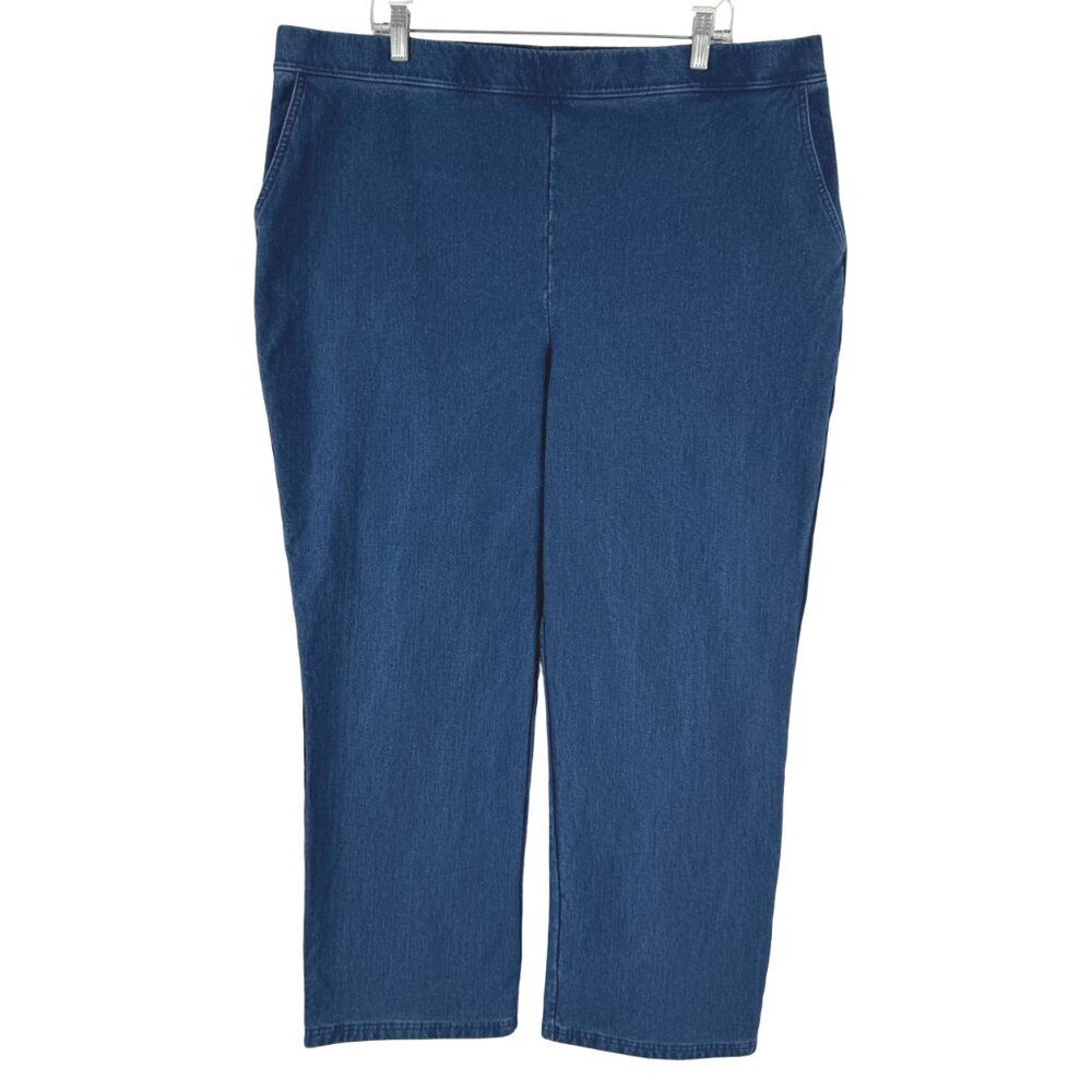 L.L. Bean Denim Pull On Jeans Womens 2X Fleece Lined Blue Stretch NWT PT-2406